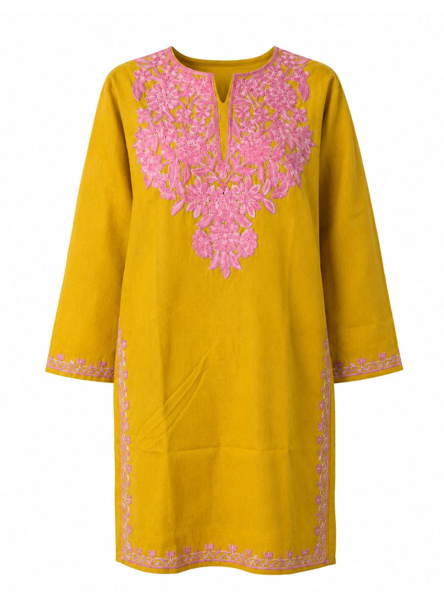Noor : Aari embroidery summer kurti | Gold